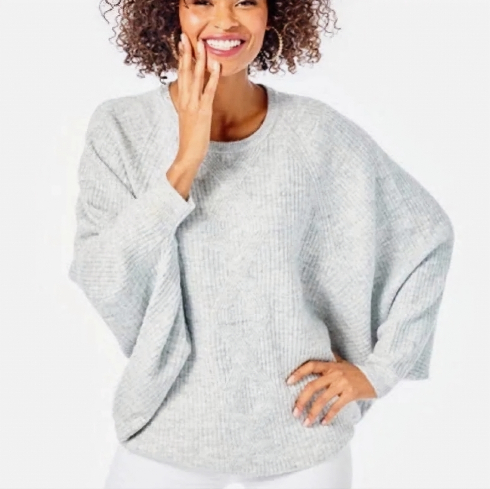 Lilly Pullitzer Arienza Batwing Relaxed Pullover Sweater In Silver Women's Small